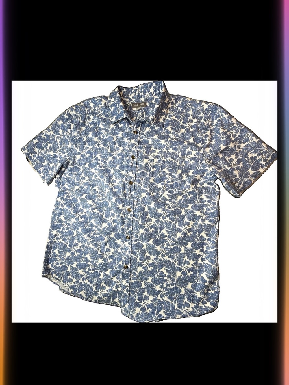 Falls Creek Blue and White Floral Button-Down Shirt